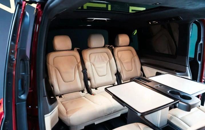 Leather passenger cabin of an executive van